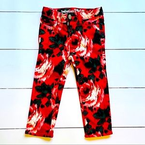 Red flower jeans
